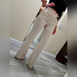 TORY BURCH (off white shade) linen light flare mid rize pants. Size 4.